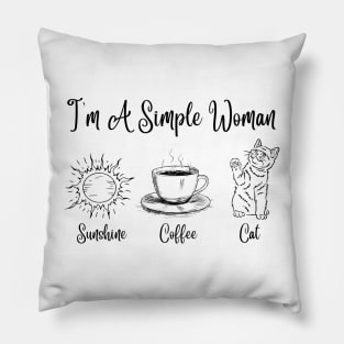 I'm A Simple Woman Sunshine Coffee Cat Pillow