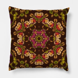 Dot Mandala Yellow Purple and Orange Pillow