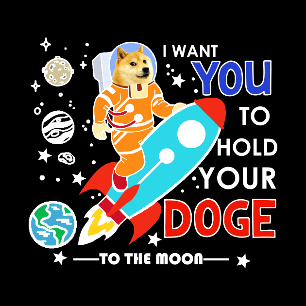 DogeCoin to The Moon Funny Mining Shiba Coin Mars Astronaut by Bezra