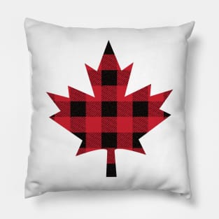 Canadian Maple Leaf with lumberjack plaid Pillow