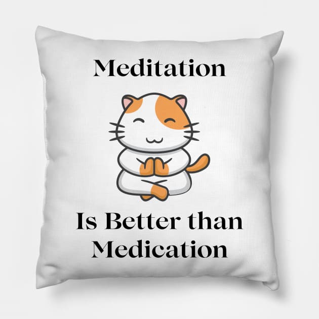 Meditation is better than medication guinea pig Yoga Pillow by Truly