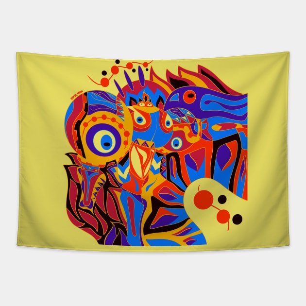 alien armor dogu in japan arts ecopop Tapestry by jorge_lebeau