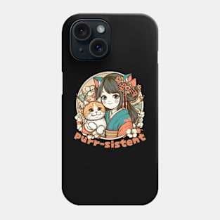 Japanese cat Purr-sistent Phone Case