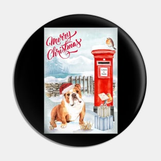 English Bulldog Merry Christmas Santa Dog Pin