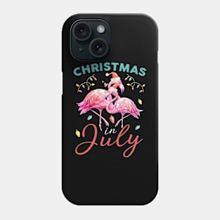 Pink Flamingo in Santa Hat Christmas In July Shirt Gift Girl Phone Case