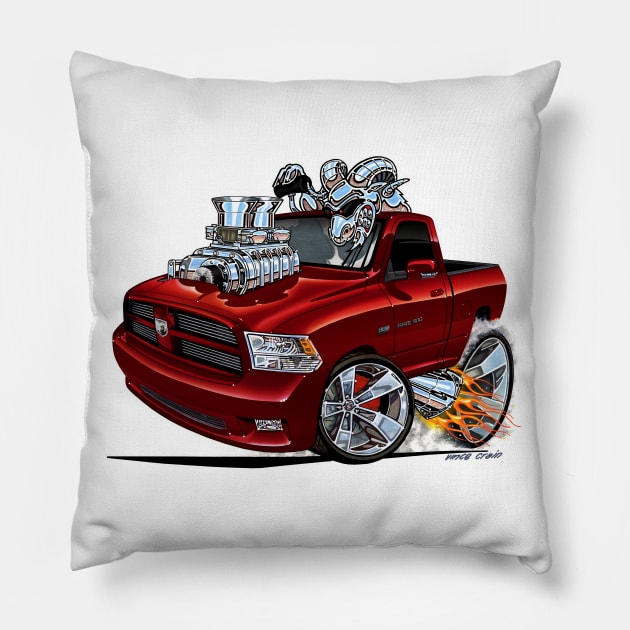 Dodge RAM DEEP Red Truck Pillow by vincecrain