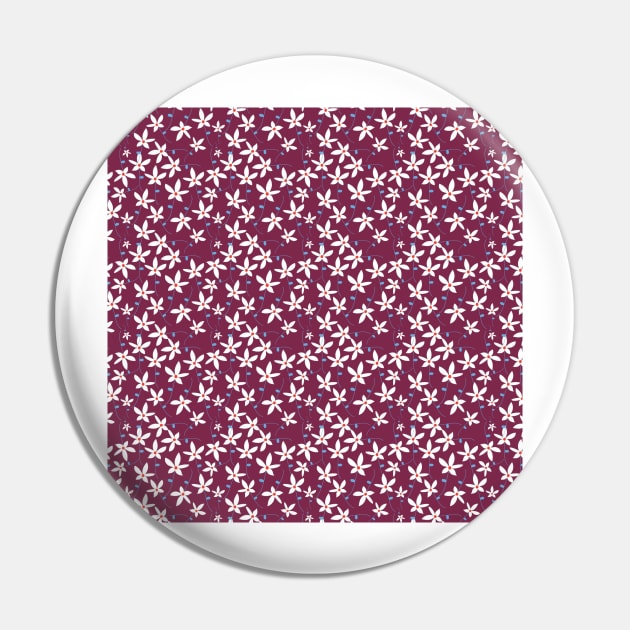 Maroon & White Floral Pattern Pin by FloralPatterns