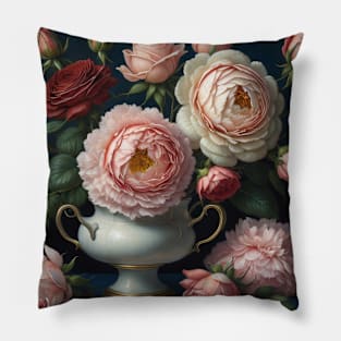 Pink Floral Still Life Pillow