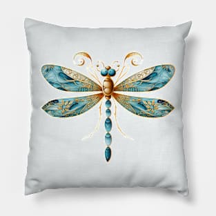 Aqua Blue Artistic and Fun Dragonfly Pillow