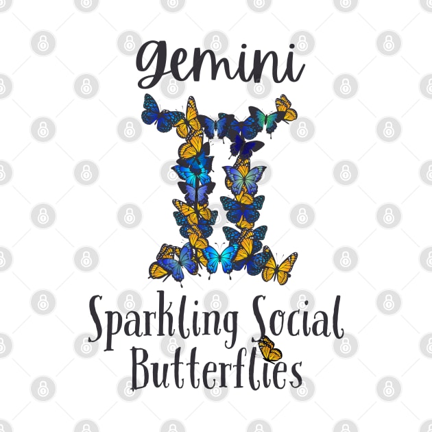 Funny Taurus Zodiac Sign - Gemini, Sparkling Social Butterflies - White by LittleAna