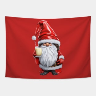 Norwegian Elf Nisse Gnome Gonk Holding A Glass Of Egg Nog Tapestry