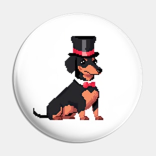 8 Bit Dachshund with Hat Pin