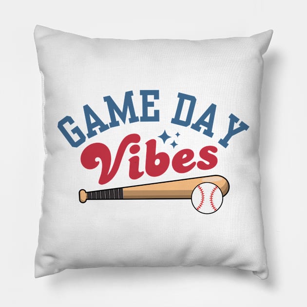 Game Day Vibes Baseball Pillow by Illustradise