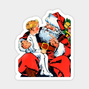 little boy asks Santa Claus for gifts for his merry Christmas Retro Vintage Comic Book Magnet