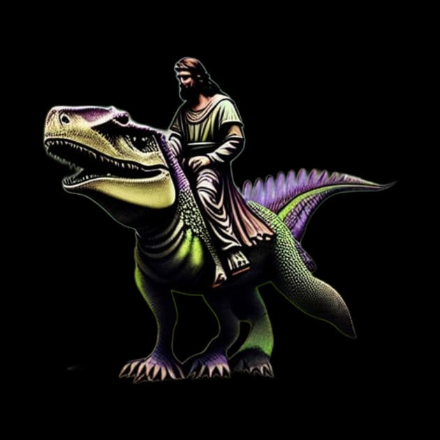 Jesus Christ on a Dinosaur by D's Tee's