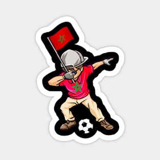 Dabbing Soccer Boy holdig moroccan flag football Magnet