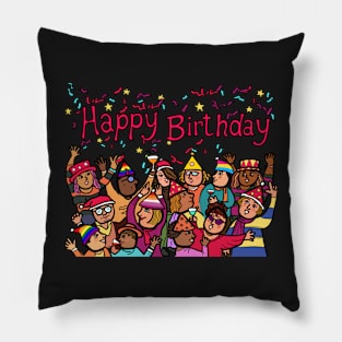 A group of crowds of gay lgbtq people celebrate birthday party. Pillow