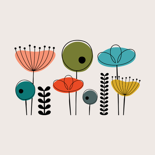 Mid Century Flowers Simple by amyvanmeter