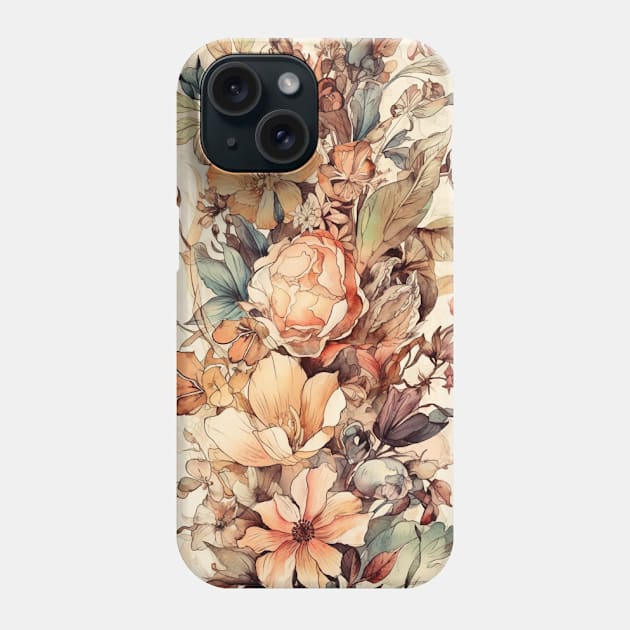 Western Pioneer Watercolor Floral with Watercolor Flowers Phone Case by Kertz TheLegend