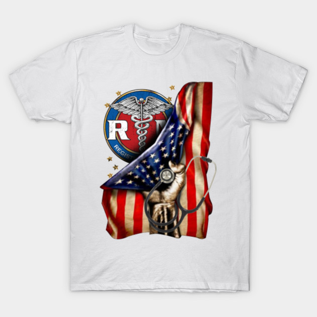 NewSongNN America Flag RN Registered Nurse T Shirts