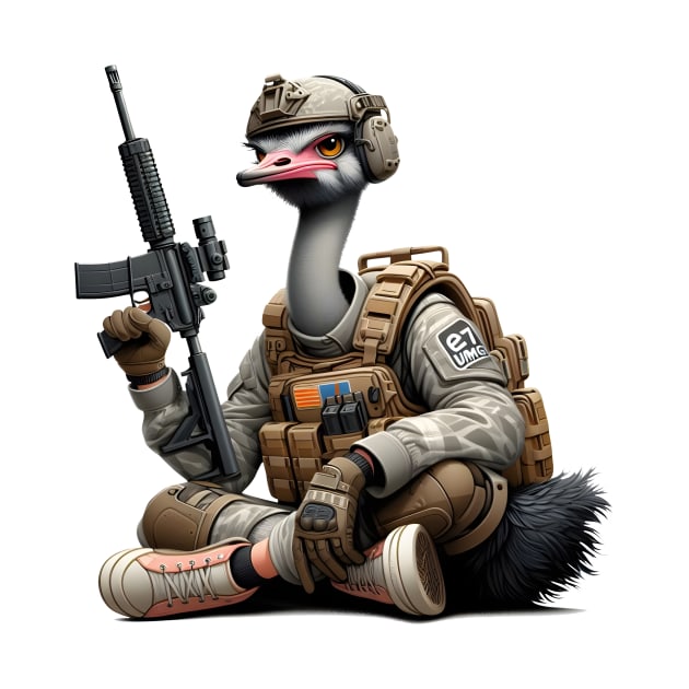 Tactical Ostrich by Rawlifegraphic