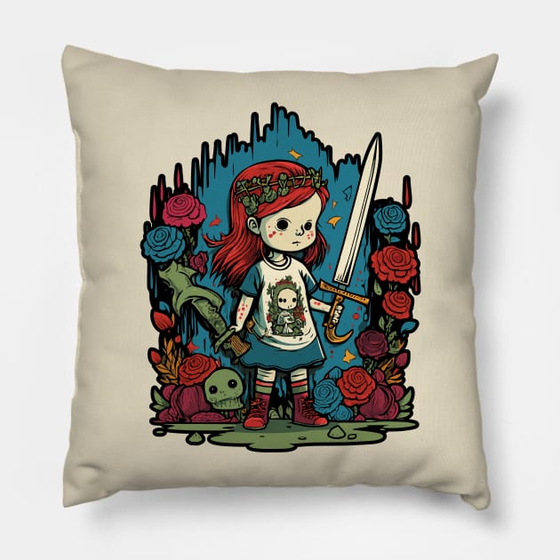 Sword Girl Pillow by pxdg