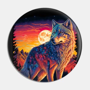 Majestic Wolf and Full Moon Pin