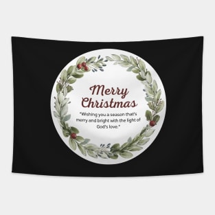 Merry Christmas Round Sticker 34 Tapestry