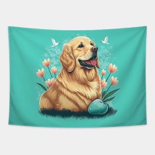 Golden Retriever happy easter day Tapestry