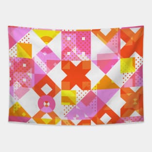 X Square Bubblegum Geometric Pattern Tapestry