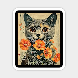 Scottish Fold Cat Flowers Photo Funny Cat Lover Gift Idea Magnet