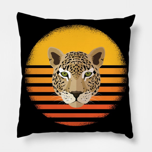 Jaguar Sunset Vintage Pillow by Imutobi