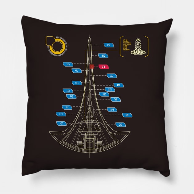 Spaceship blueprint II Pillow by tomperys