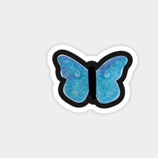 Butterfly Zentangle Mandala- Blue Watercolor Nature Magnet