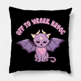 Off to Wreak Havoc Cat Demon Pillow