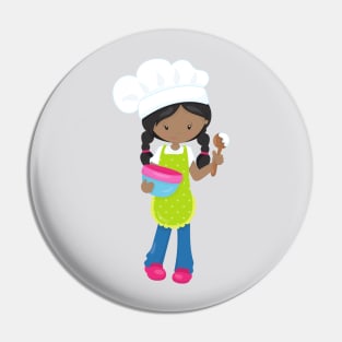 African American Girl, Baking, Baker, Bakery Pin