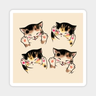 Four pink paws cats Magnet