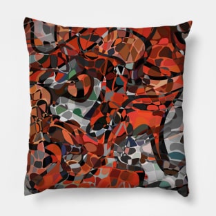 Rich Red, Black and Grey Abstract Pattern Pillow