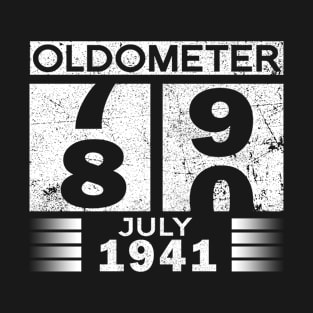 Oldometer 79-80 Born In July 1941 Funny 80th Birthday Gift T-Shirt