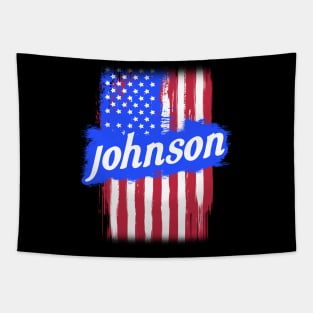 American Flag Johnson Family Gift T-shirt For Men Women, Surname Lastname Tapestry