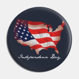 Independence Day USA Flag America Map Pin