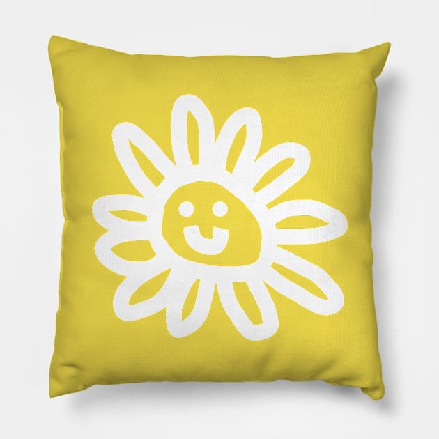 White Line Daisy Face Pillow by ellenhenryart