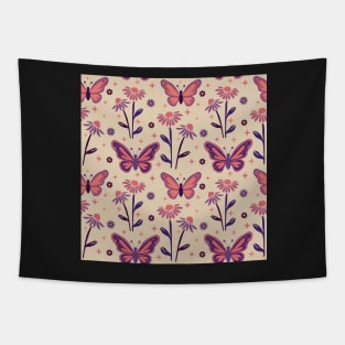 Retro Butterflies pattern - Venice daisy Tapestry