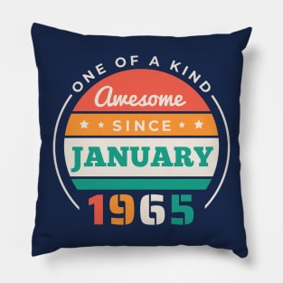 Retro Awesome Since January 1965 Birthday Vintage Bday 1965 Pillow