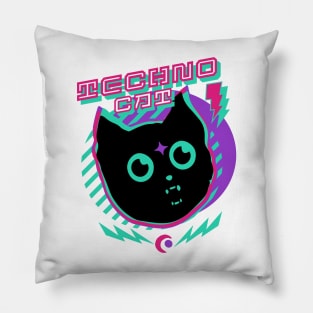 TECHNO - TECHNO CAT (Teal/Pink/Purple) Pillow