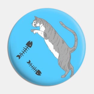 Silly Cat And Fish Bones Pin