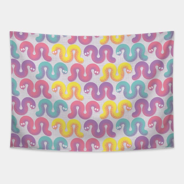 Colorful funny snakes Tapestry by lents