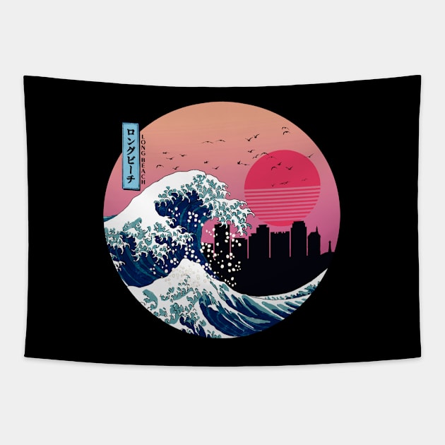 Long Beach Kanagawa Wave Tapestry by Ferrazi