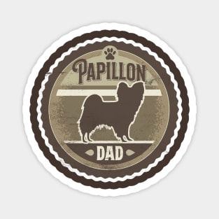 Papillon Dad - Distressed Butterfly Dog Silhouette Design Magnet