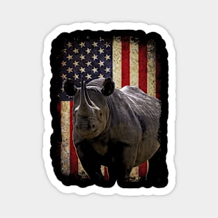 American Flag Rhino Love, Urban Safari Couture Tee Delight Magnet